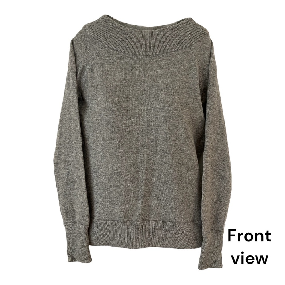 😍 ANN TAYLOR Gray MOCK Turtleneck WOOL CASHMERE Sweater size:S